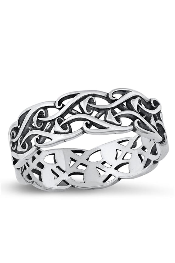 Beautiful Fantasy Ring .925 Sterling Silver Groovy Wavy Mushroom Band Jewelry Female Male Size 6