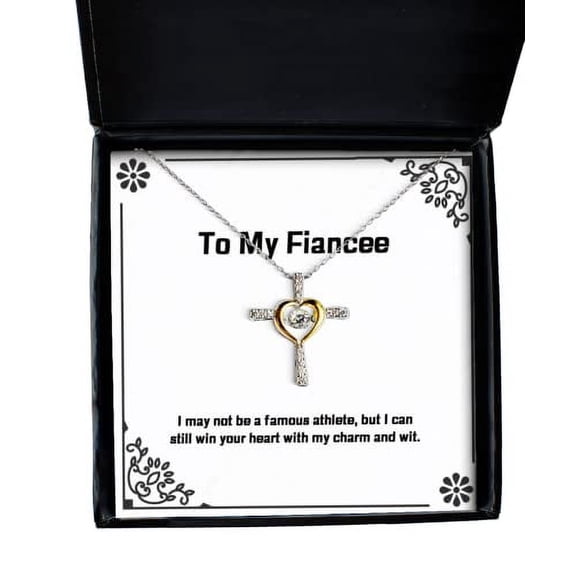 Beautiful Fiancee Cross Dancing Necklace, I May not be a Famous Athlete, but I can Still Win, Present for, Inspire Gifts from, Best Gifts, Engagement
