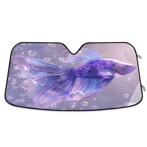 Beautiful Fish Tail and Bubble Car Windshield Sun Shade Foldable Car Front Window Visor Heat and UV Protection 53x23.5