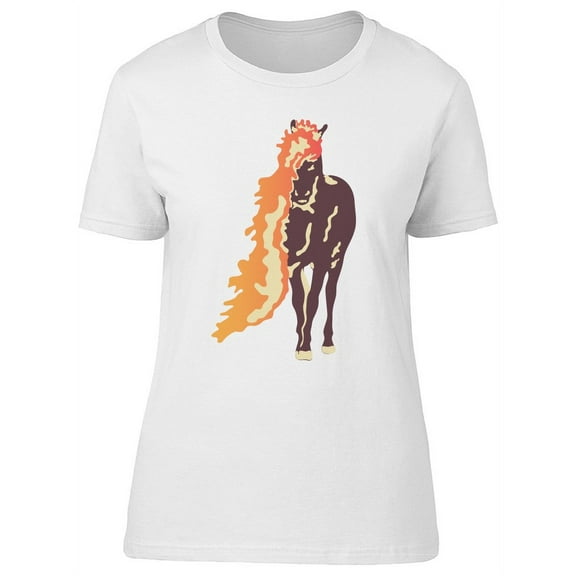 Beautiful Flaming Horse T-Shirt Women -Image by Shutterstock, Female Large