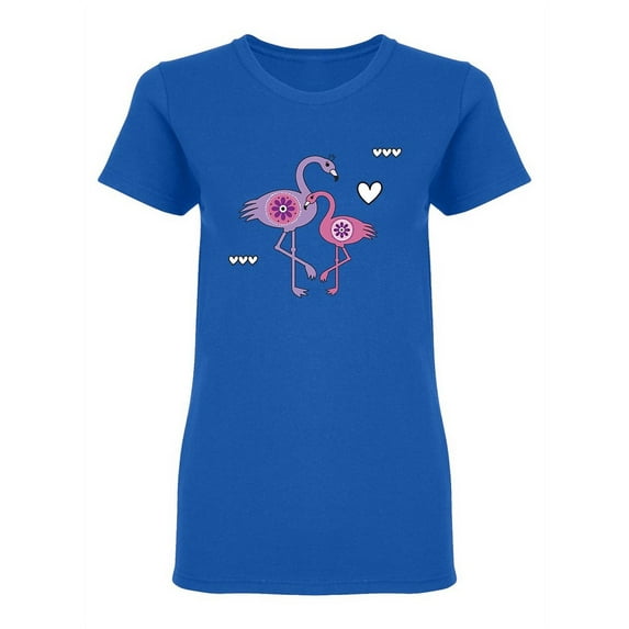 Beautiful Flamingos Graphic Shaped T-Shirt Women -Image by Shutterstock, Female Small