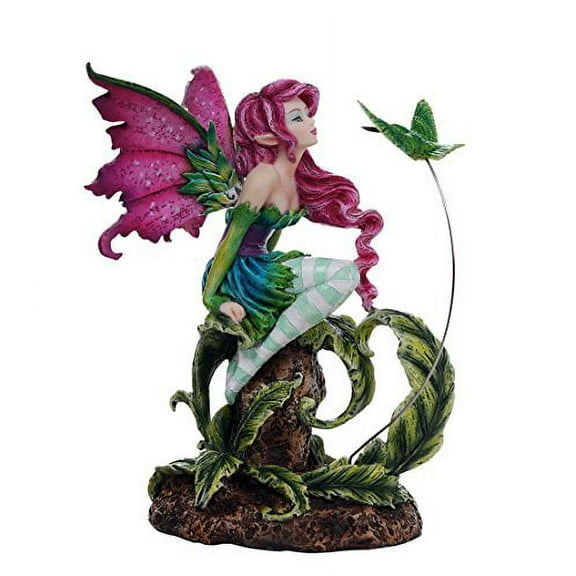 Beautiful Flirting Fairy with Hummingbird Collectible Decorative Statue 6.5H