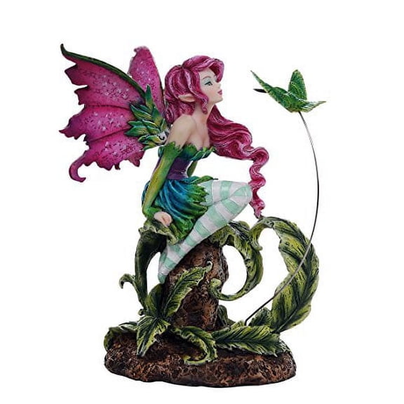 Beautiful Flirting Fairy with Hummingbird Collectible Decorative Statue 6.5H