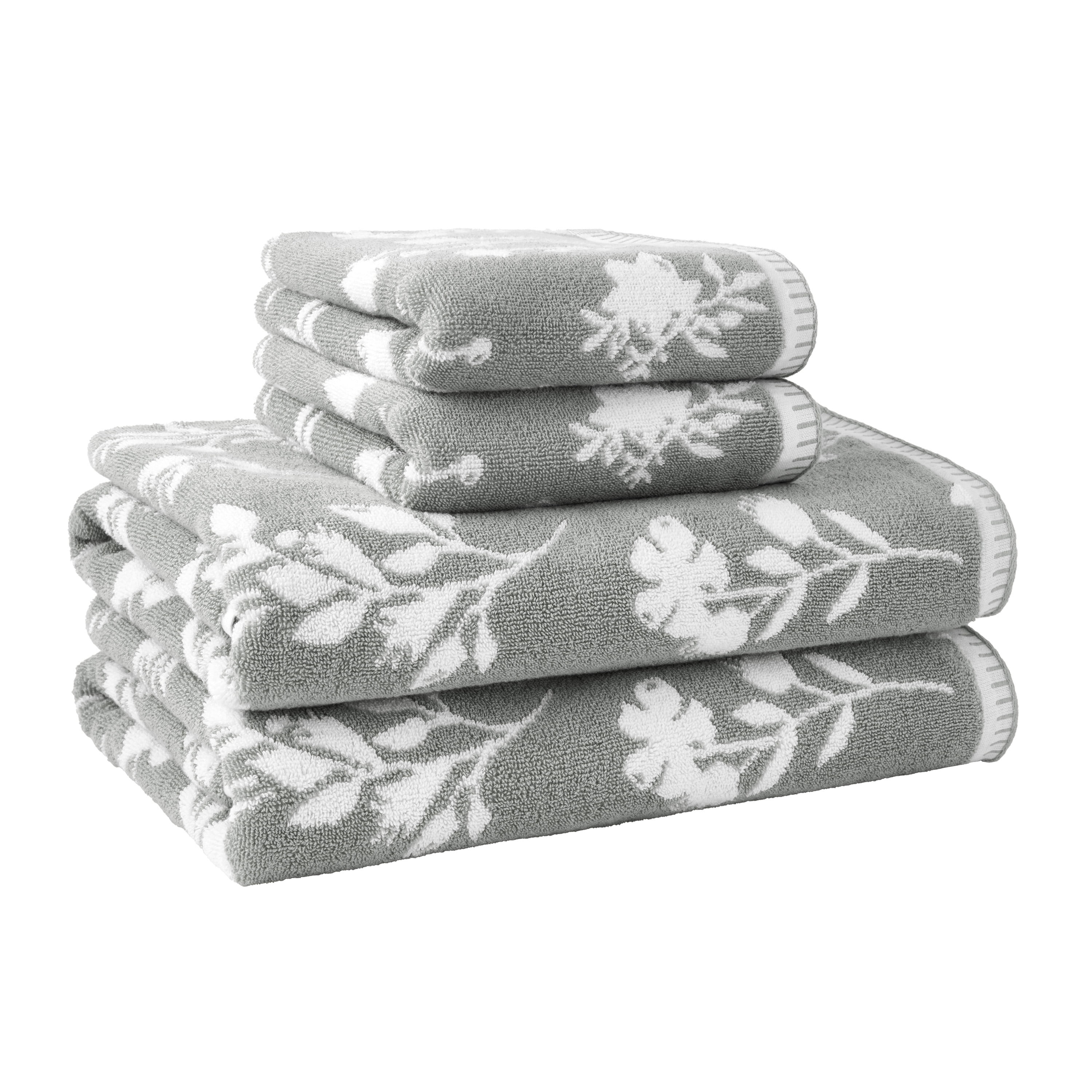 Beautiful Floral 4 Pack Towel Set, Contains 2 Bath, 2 Hand - Cornflower Blue by Drew Barrymore - Walmart.com