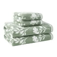 thumbnail image 1 of Beautiful by Drew Barrymore 4-Piece Floral Bath Towel Set, 100% Cotton, Sage Green, 1 of 5