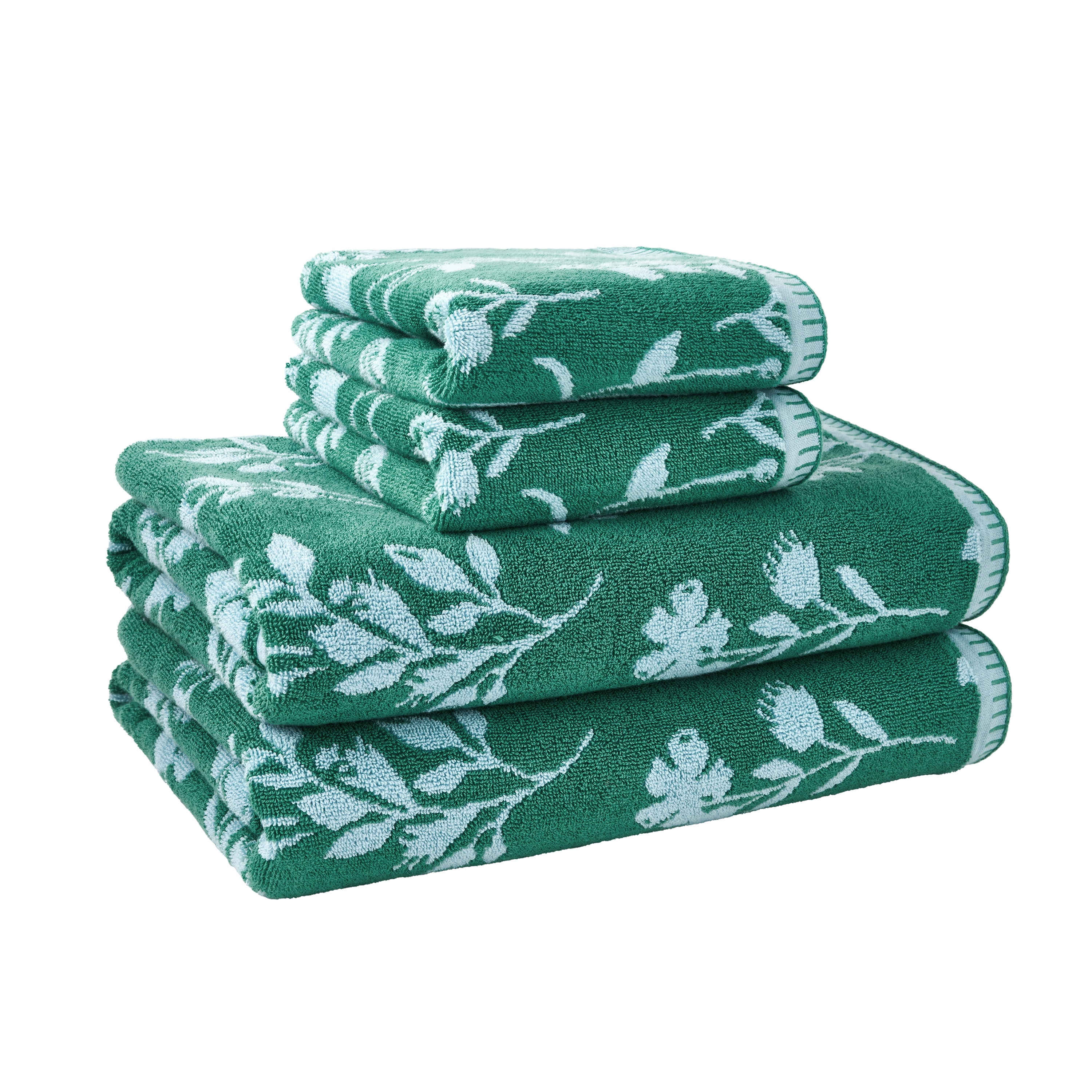Beautiful by Drew Barrymore 4-Piece Floral Bath Towel Set, 100% Cotton ...