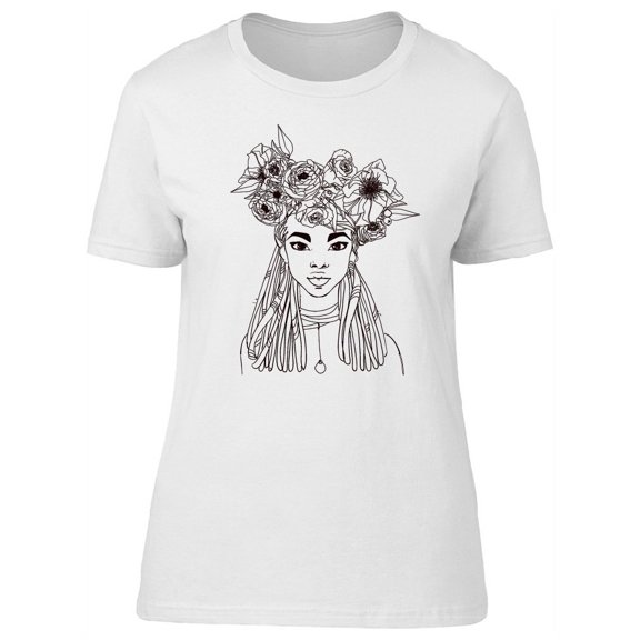 Beautiful Floral African Lady T-Shirt Women -Image by Shutterstock, Female x-Large