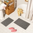 thumbnail image 1 of Beautiful Floral Block Scallop 2 Piece Bath Rug Set by Drew Barrymore, Charcoal Grey, 17" x 24" & 20" x 30", 1 of 7