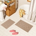 thumbnail image 1 of Beautiful Floral Block Scallop 2 Piece Bath Rug Set by Drew Barrymore, Fawn, 17" x 24" & 20" x 30", 1 of 7