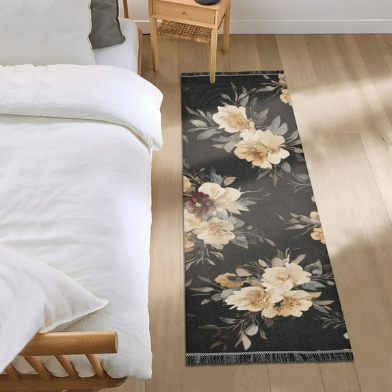 Beautiful Floral Design Bedroom Runner Rug 2'x 6' Non Slip Carpet Indoor Home Area Rug Living Room