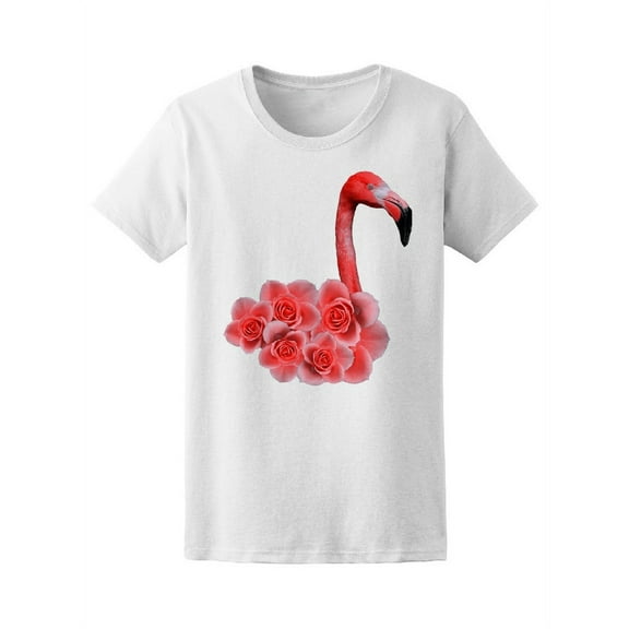 Beautiful Floral Flamingo T-Shirt Women -Image by Shutterstock, Female Small