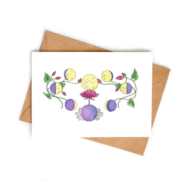 Beautiful Floral Greeting Card with Lotus Design Blank Inside Perfect for Any Occasion Comes with Matching Envelope