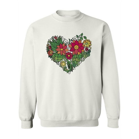 Beautiful Floral Heart Design Sweatshirt Women -Image by Shutterstock, Female Small