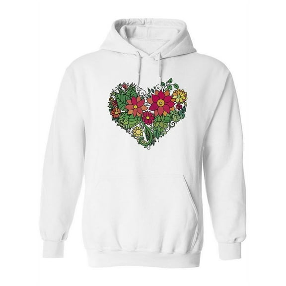 Beautiful Floral Heart Shape Hoodie Women -Image by Shutterstock, Female XX-Large