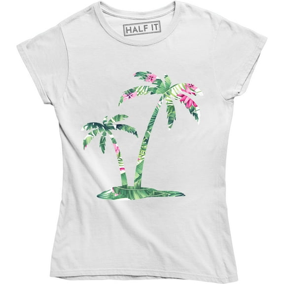 Beautiful Floral Palm Trees Printed Tropical Summer Women's T-Shirt