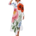 thumbnail image 1 of Beautiful Floral Summer Bouquet Art Shirt Dress Long Sleeve Street Fashion V Neck Oversized Casual Dress Women Evening Dress, 1 of 7