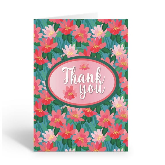 Beautiful Floral Thank You Note Cards - 10 Note Cards with Envelopes - B14422