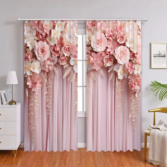 Beautiful Floral Valance 3D Printed Curtains Living Room Bedroom rative Background Fabric Bathroom Shower Curtain with
