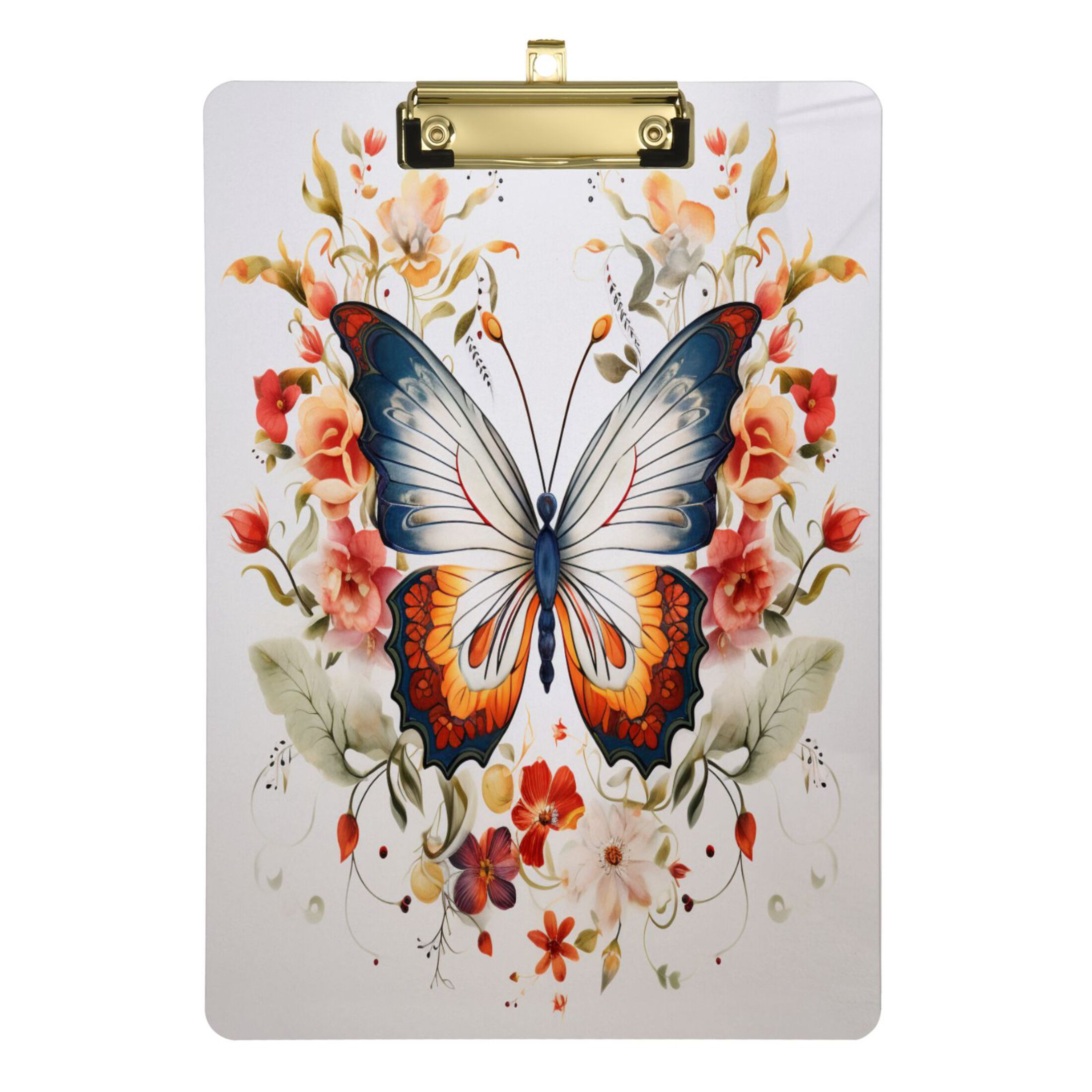 Beautiful Floral on A Butterfly Acrylic Clipboards A4 Standard Letter