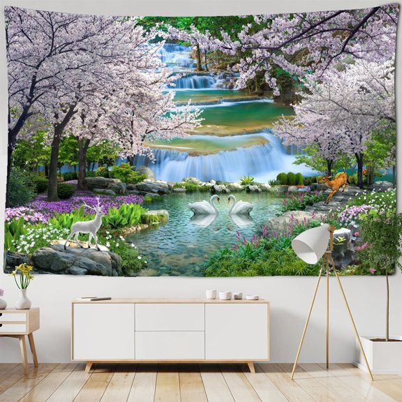 Beautiful Flower Architecture Print Wall Hippie Tapestry Polyester Fabric Home r Wall Rug