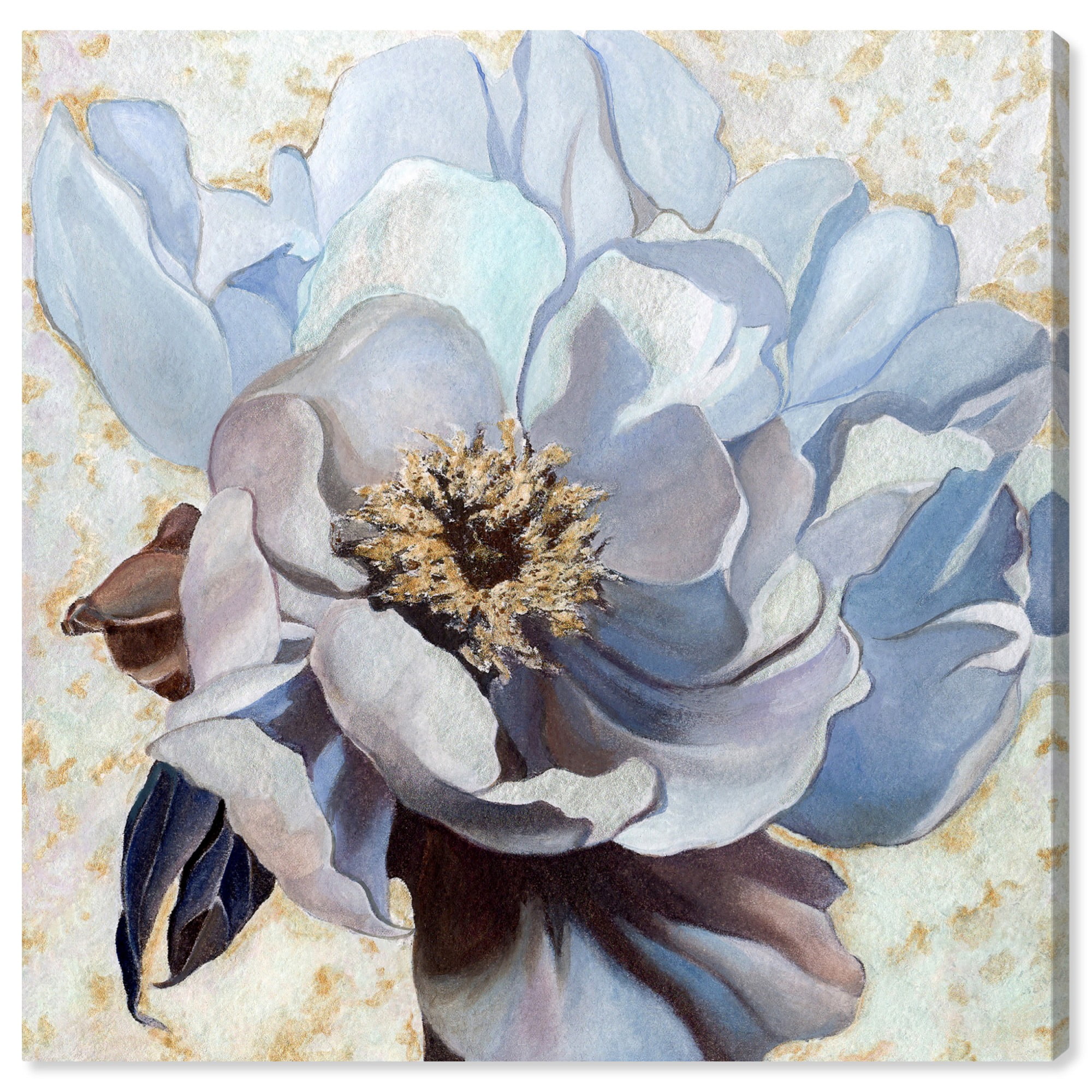 Beautiful Light Blue and Gray Flower Canvas Art Print, 16" x 16"