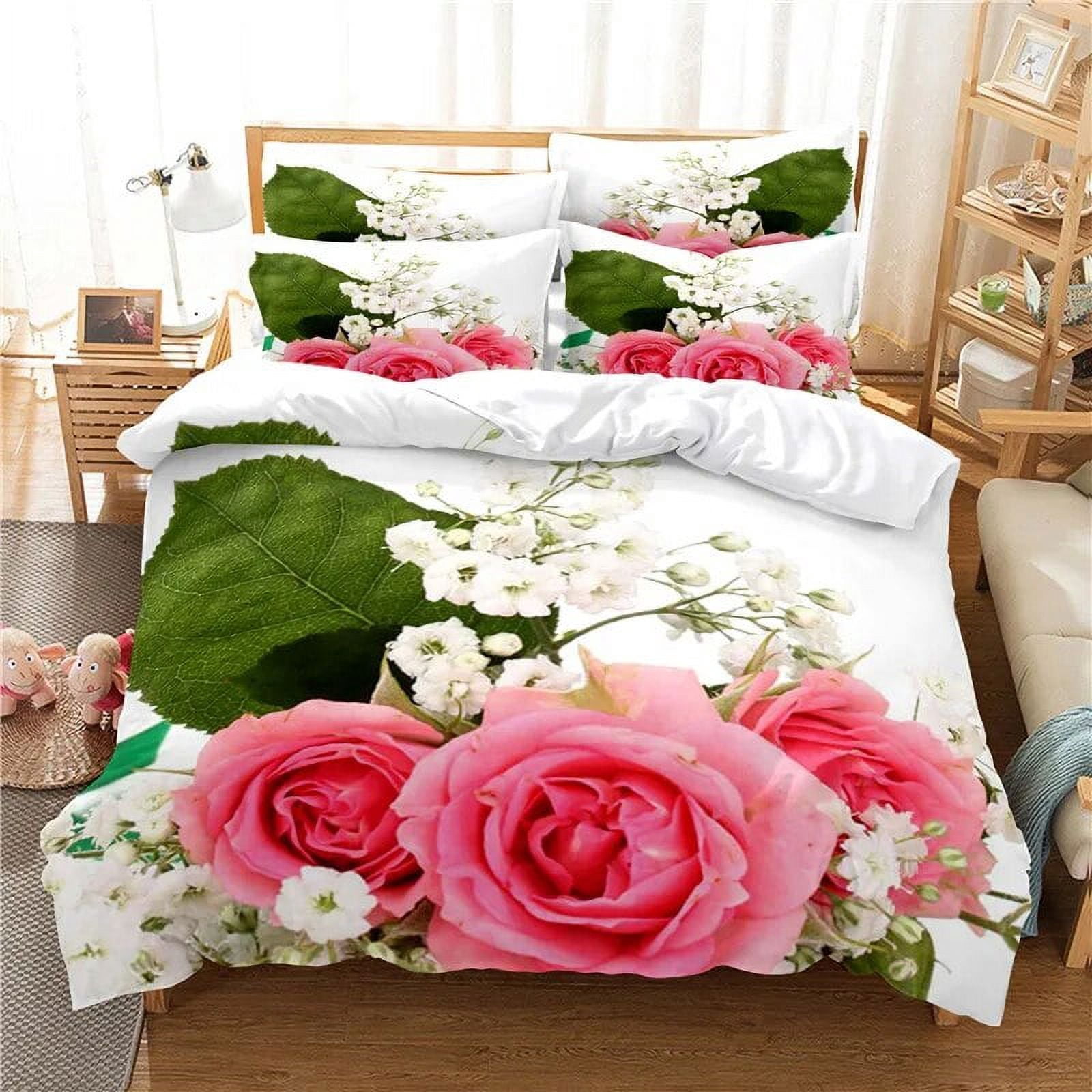 Flower Boston Terrier Pattern Print Duvet Cover Bedding Set