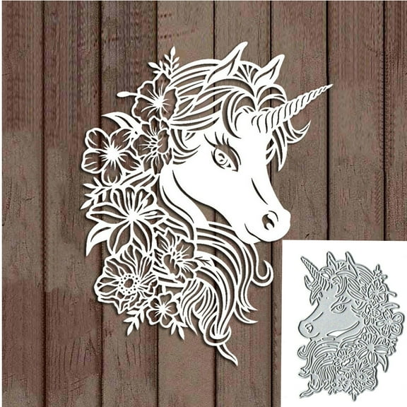 Beautiful Flower Leaf Unicorn Metal Cutting Die Cuts, Unicorn Embossing Stencils DIY Crafts Cards Cutting Dies Cuts for DIY Embossing Card Making Photo Decorative Paper Dies Scrapbooking