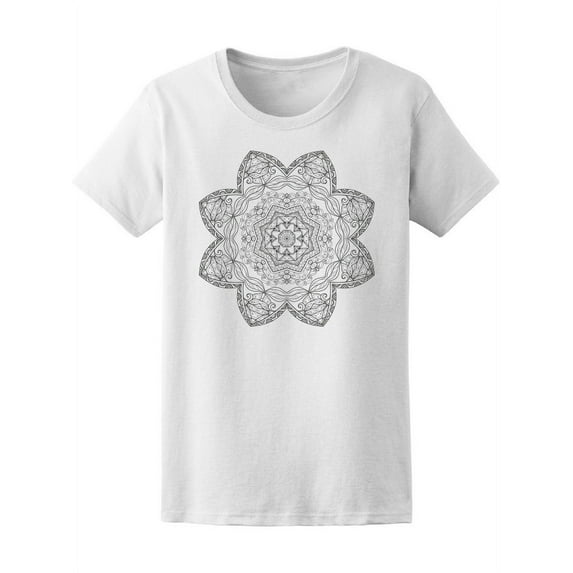 Beautiful Flower Mandala Art T-Shirt Women -Image by Shutterstock, Female Large