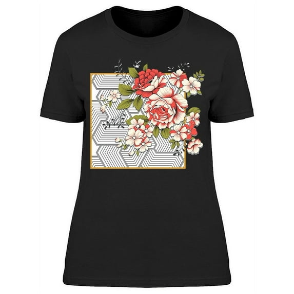 Beautiful Flower Over Pattern T-Shirt Women -Image by Shutterstock, Female Small