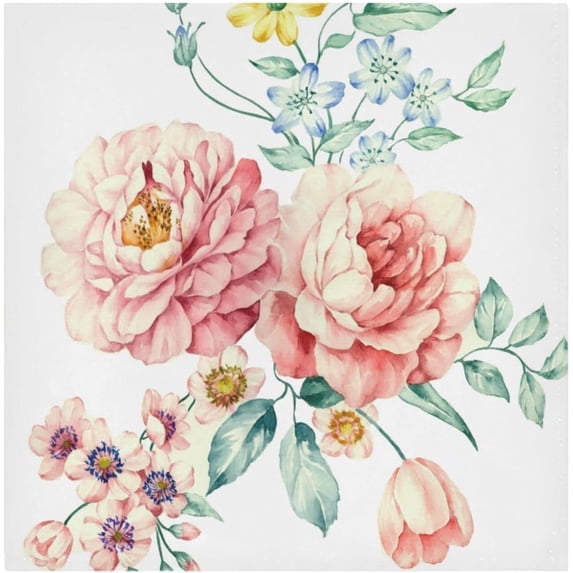 Beautiful Flower Pattern Napkins Reusable Washable Cloth Napkins Set of 4, Soft Comfortable Dinner Napkins for Family Weddings Holiday Party 20 X 20 Inch Washcloth Gift