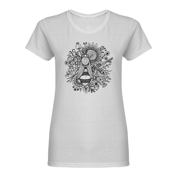 Beautiful Flower With Bee Shaped T-Shirt Women -Image by Shutterstock, Female Medium