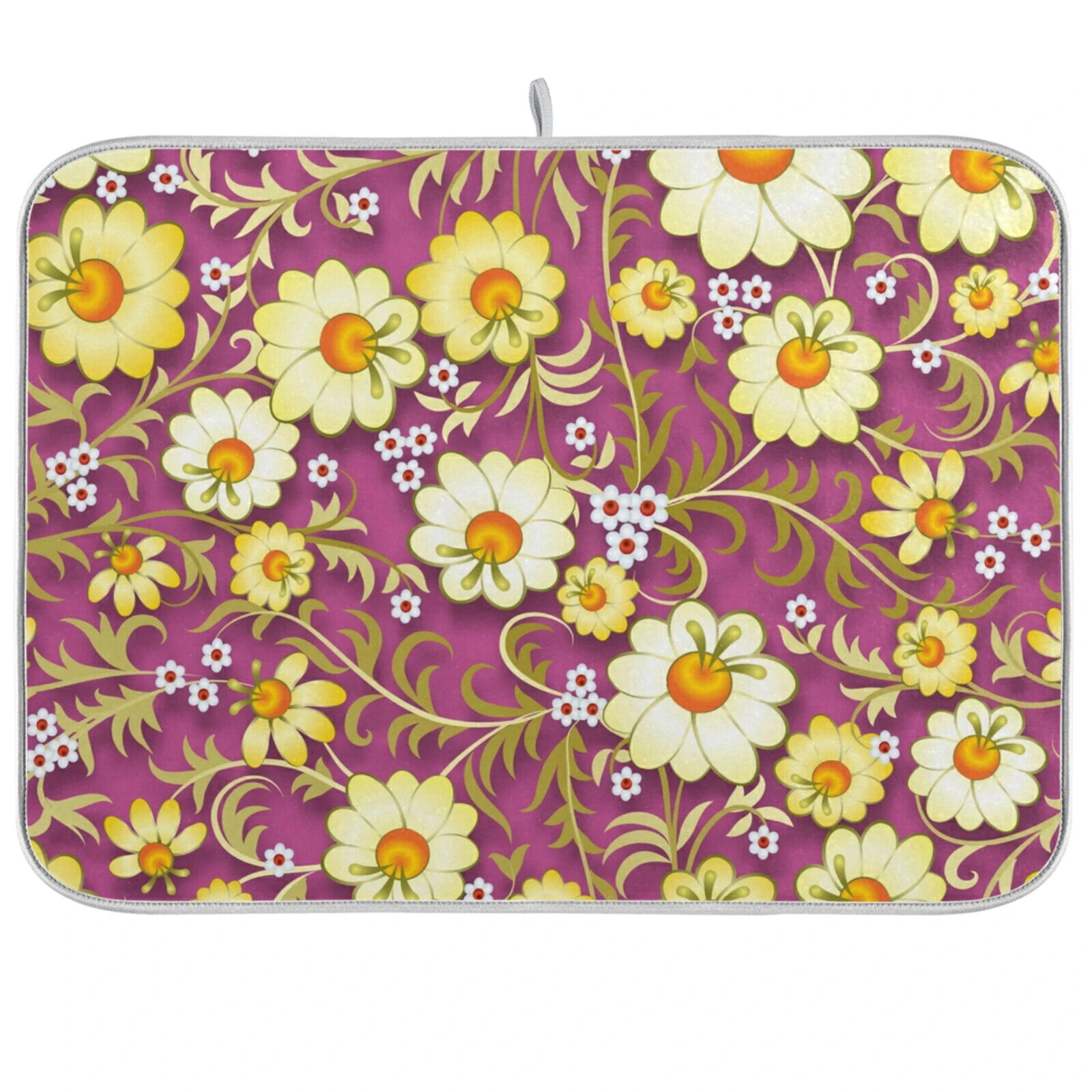 Beautiful Flowers Absorbent Dish Drying Mat For Kitchen Counter Mat ...