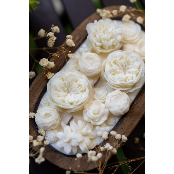 Beautiful Flowers Dough Bowl Candle  |Flower Scented Dough Bowl |Handcrafted Flower Bowl /Dough Bowl/Farmhouse candle / large candle