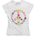 thumbnail image 1 of Beautiful Flowers Peace Symbol Graphic Design Printed Women's T-Shirt, 1 of 4