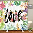 thumbnail image 1 of Beautiful Flowers Shower Curtain Bathroom Waterproof Shower Curtain Leaves Plant Printing Curtains for Bath Shower With, 1 of 5