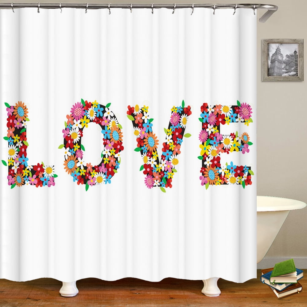 Beautiful Flowers Shower Curtain Bathroom Waterproof Shower Curtain ...