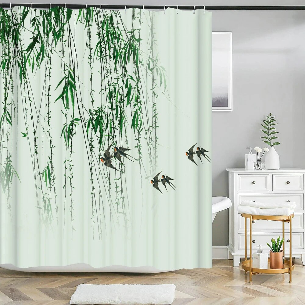 Waterproof Shower Curtain Set - Polyester Fabric 71x78.7 Inches, Opaque, Includes 12 Hooks, Grey