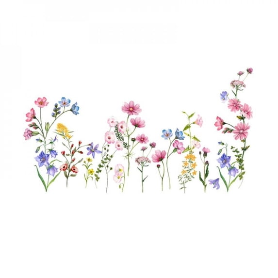 Beautiful Flowers Wall Stickers Waterproof PVC Self Adhesive Wallpaper Pastoral Style Decals Living Room Home Decoration