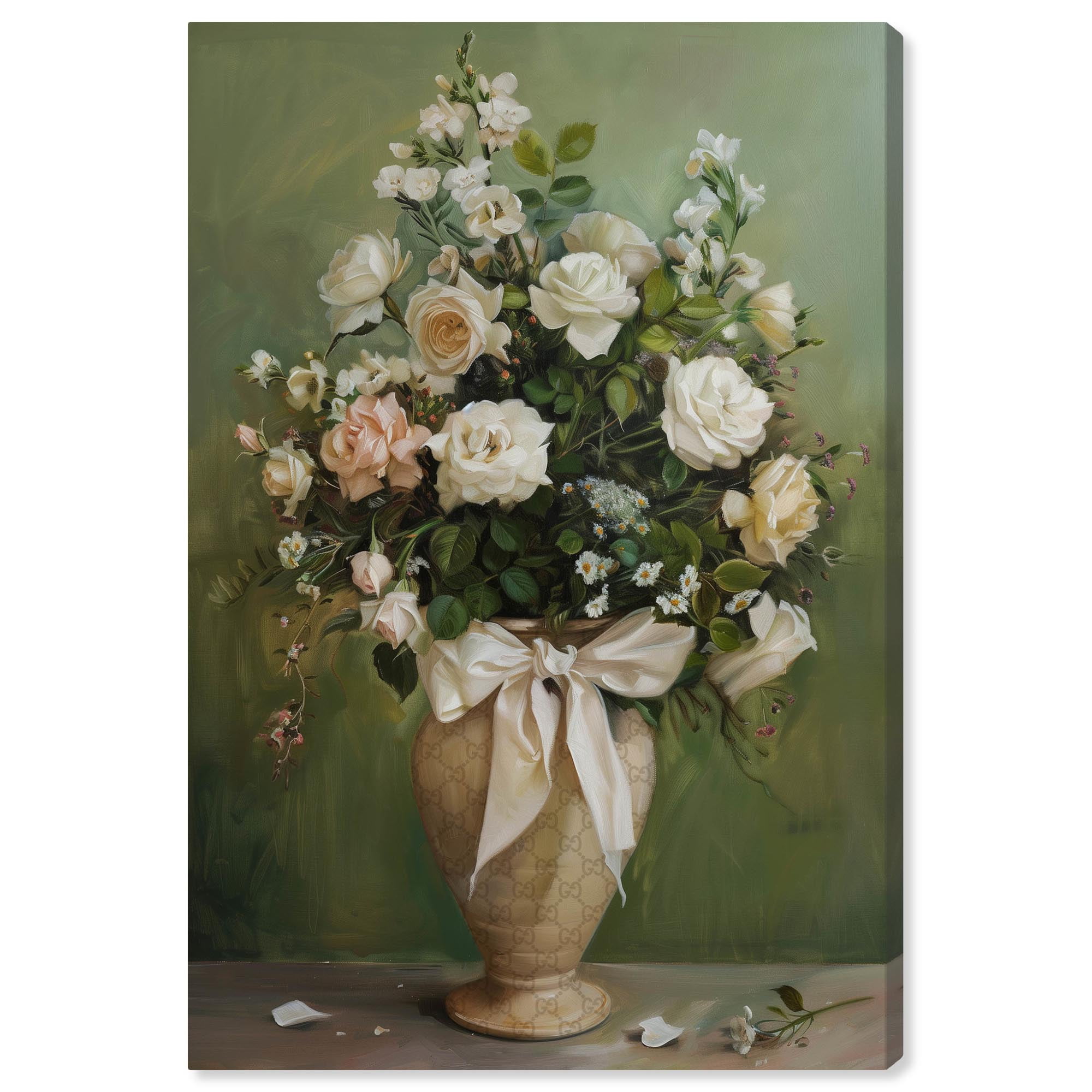 Beautiful Flowers in Vase Gallery Wrapped Canvas Wall Art