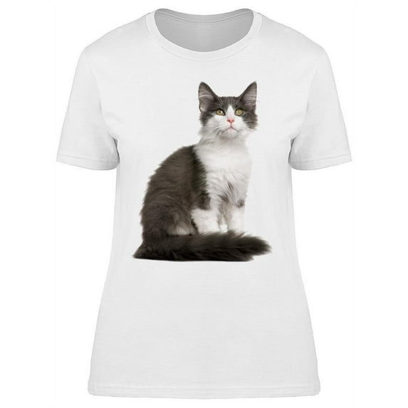 Beautiful Fluffly Norwegian Cat T-Shirt Women -Image by Shutterstock, Female Large