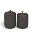 thumbnail image 1 of Beautiful Fluted Stoneware 2-Piece Vanity Jar Set by Drew Barrymore, Charcoal Gray, 1 of 5