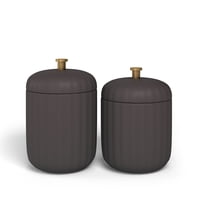 2-Piece Beautiful Fluted Stoneware Vanity Jar Set by Drew Barrymore only