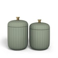 thumbnail image 1 of Beautiful Fluted Stoneware 2-Piece Vanity Jar Set by Drew Barrymore, Sage, 1 of 4