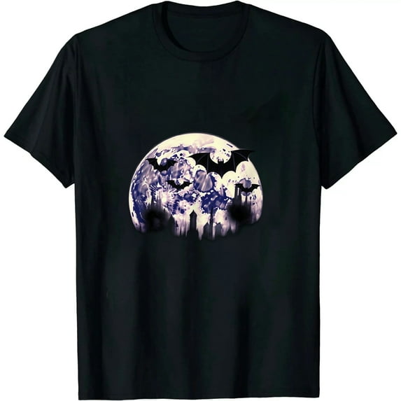 Beautiful Flying Bats Purple Full Moon Silhouette T-Shirt