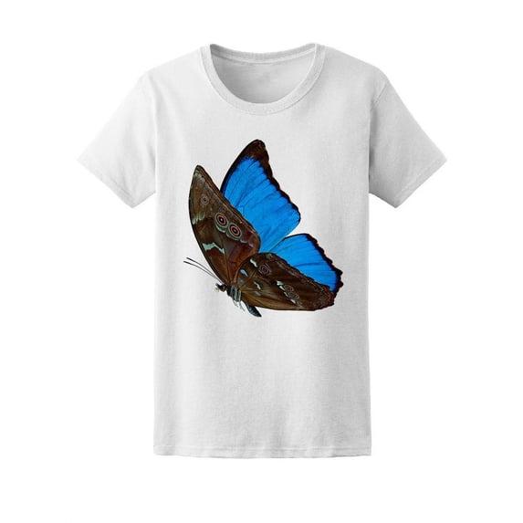 Beautiful Flying Blue Butterfly T-Shirt Women -Image by Shutterstock, Female XX-Large
