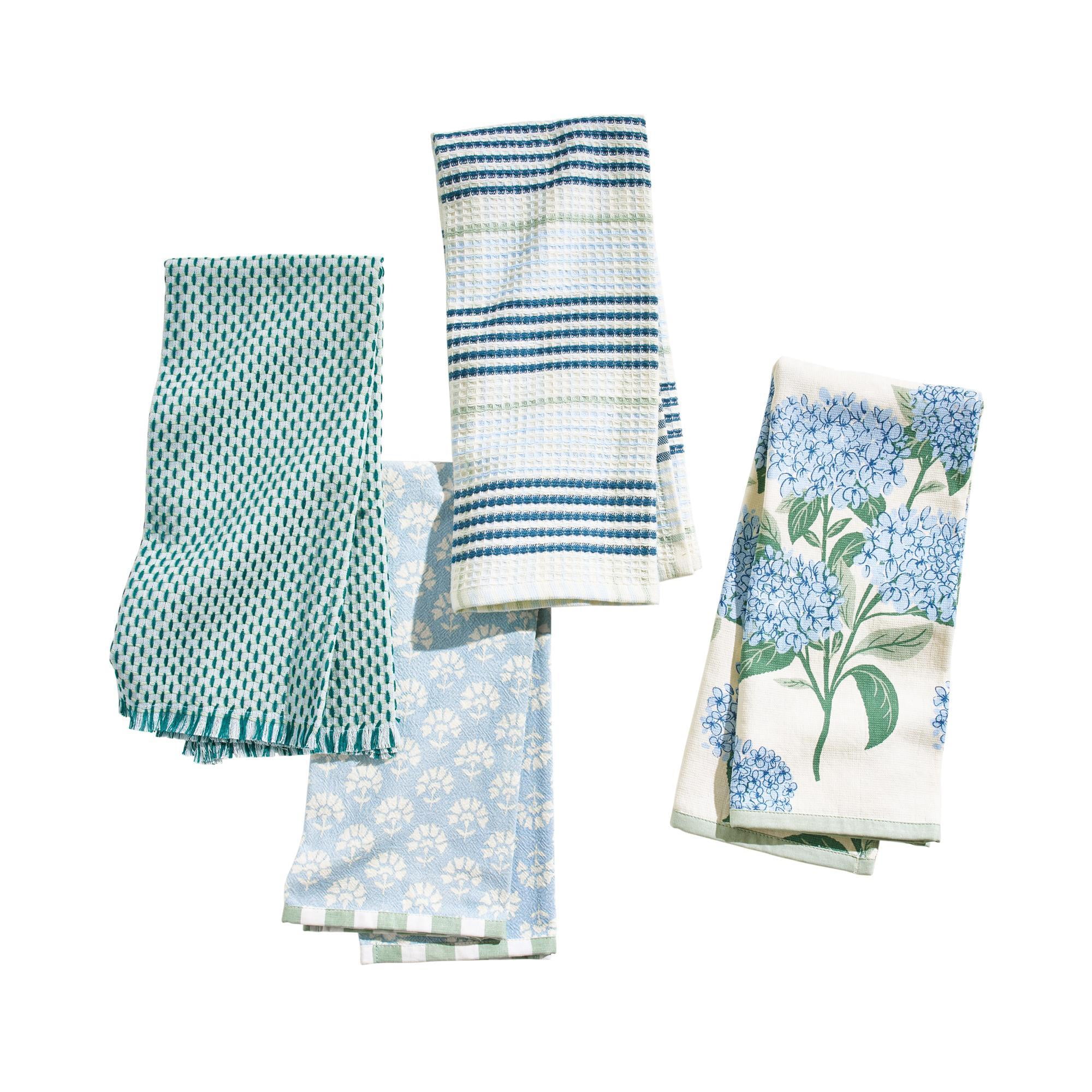 Beautiful by Drew Barrymore Kitchen Towel Set, 4 Piece, Blue, 18" x 28"