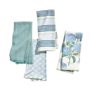 Beautiful Home by Drew Barrymore Floral Trellis Kitchen Towel Set, 4 Piece, Blue, 18 in x 28 in