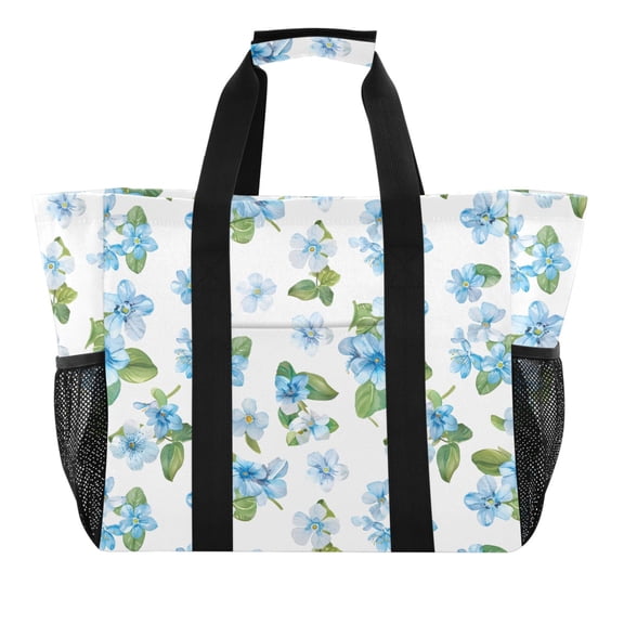 Beautiful Forget-me-not Flowers Reusable Grocery Bags with Handle Side Pocket Waterproof Shopping Portable Tote