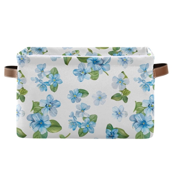 Beautiful Forget-me-not Flowers Storage Bins with Handle Fabric Organizer Basket Foldable Box 1 Pack 14.2x10.2x8.3