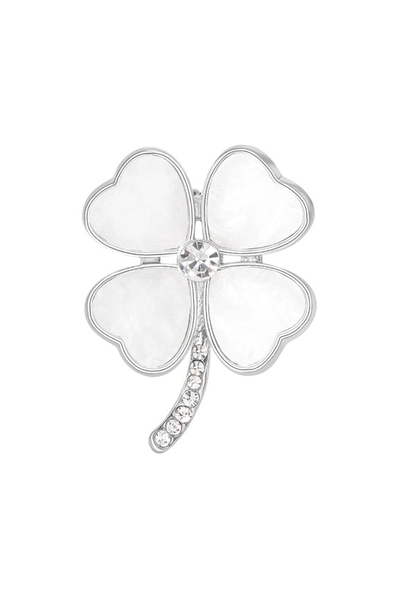 Beautiful Four Leaves Clovers Brooch Pin With Shell Accent Women's Elegant Brooch Accessory Ideal For Women